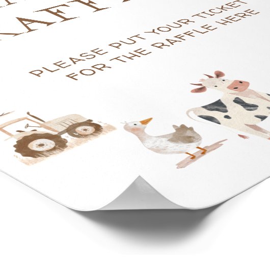 Boerderijdieren Genderneutrale Baby shower Luier Poster (Hoek)