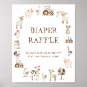 Boerderijdieren Genderneutrale Baby shower Luier Poster (Voorkant)