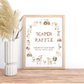 Boerderijdieren Genderneutrale Baby shower Luier Poster