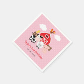 Boerderijdieren Gepersonaliseerde Verjaardag (Roze Servet (Hoek)