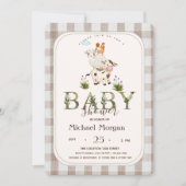 Boerderijdieren Geruite Babyshower Kaart (Voorkant)