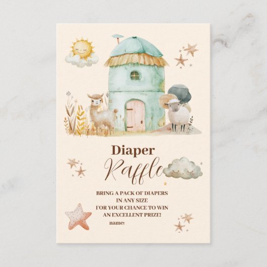 Boerderijdieren Geslacht Neutrale Raffle Diapper Informatiekaartje (Voorkant)