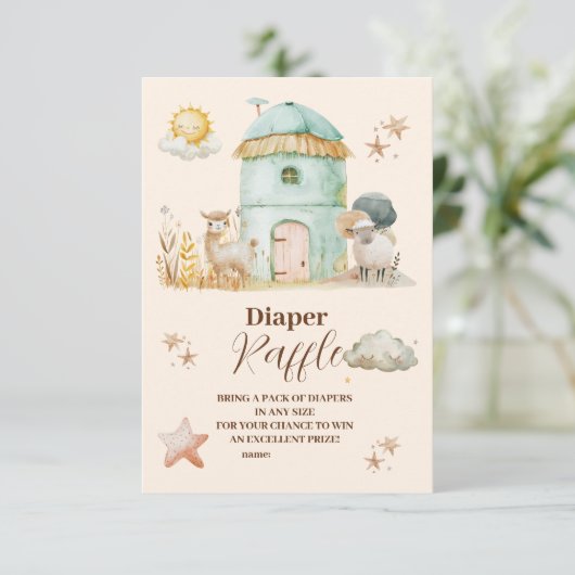 Boerderijdieren Geslacht Neutrale Raffle Diapper Informatiekaartje (Staand voorkant)