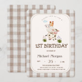 Boerderijdieren Gingham Kaart (Voorkant / Achterkant)