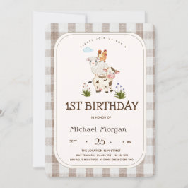 Boerderijdieren Gingham Kaart