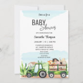 Boerderijdieren Groene Tractor Baby shower Kaart (Voorkant)
