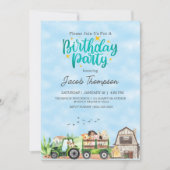 Boerderijdieren Groene Tractor Jongens Verjaardags Kaart (Voorkant)