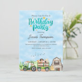 Boerderijdieren Groene Tractor Jongens Verjaardags Kaart (Staand voorkant)