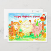 Boerderijdieren Happy Birthday Briefkaart (Voorkant / Achterkant)