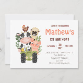 Boerderijdieren Heilige Koe Eerste 1e verjaardag Kaart