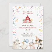 Boerderijdieren Jongen Boerderij Barnyard Verjaard Kaart (Voorkant)