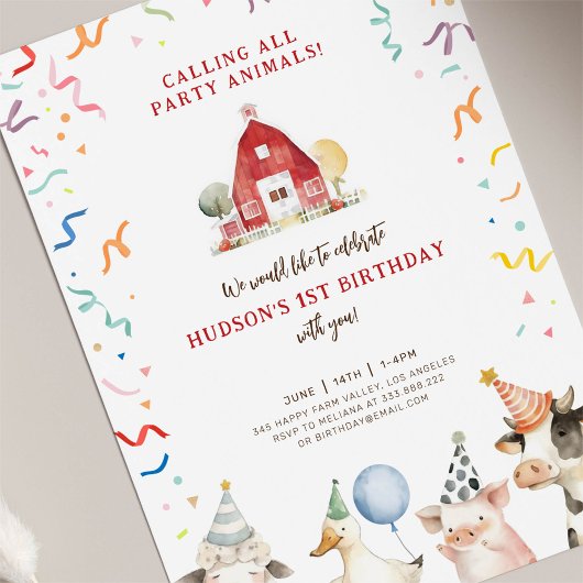 Boerderijdieren Jongen Boerderij Barnyard Verjaard Kaart