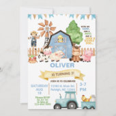 Boerderijdieren jongen ELKE LEEFTIJD verjaardag ui Kaart (Voorkant)