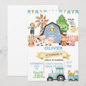 Boerderijdieren jongen ELKE LEEFTIJD verjaardag ui Kaart (Voorkant / Achterkant)