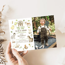 Boerderijdieren Jongen Groen Barnyard Verjaardag F Kaart