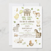 Boerderijdieren Jongen Groene Barnyard Verjaardag Kaart (Voorkant)