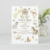 Boerderijdieren Jongen Groene Barnyard Verjaardag Kaart (Staand voorkant)