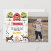 Boerderijdieren Jongen Verjaardag Foto Bedankkaart (Voorkant)