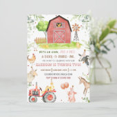 Boerderijdieren Jongen Verjaardag Uitnodiging (Staand voorkant)