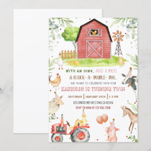 Boerderijdieren Jongen Verjaardag Uitnodiging