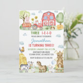 Boerderijdieren Kids Verjaardagsfeest Uitnodiging (Staand voorkant)