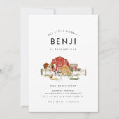 Boerderijdieren Kinder cowboy 1e verjaardagsfeestj Kaart (Voorkant)