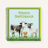 Boerderijdieren Kinder gepersonaliseerde Sketchboo Notitieboek (Voorkant)