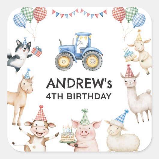 Boerderijdieren Kinderfeestje Stickers (Voorkant)