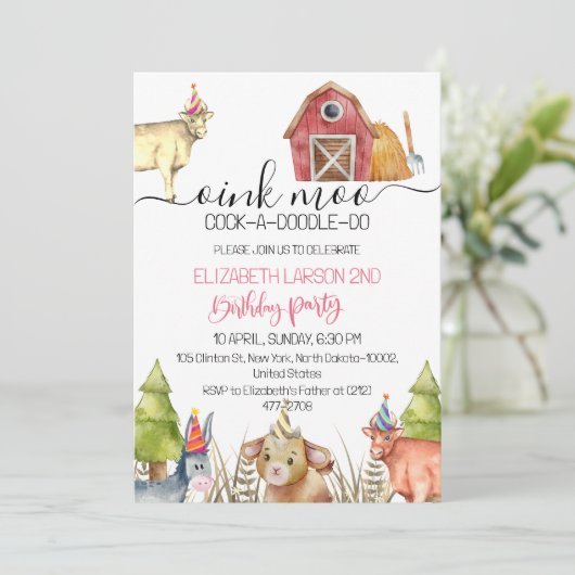 Boerderijdieren Kinderverjaardagsfeestje Kaart (Staand voorkant)