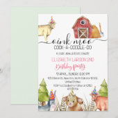 Boerderijdieren Kinderverjaardagsfeestje Kaart (Voorkant / Achterkant)