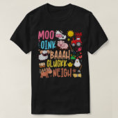 Boerderijdieren Klinkt Pink Baa Neigh Cluck Moo Pe T-shirt (Design voorkant)