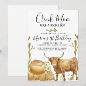 Boerderijdieren Koe Hay Bale Country Birthday Kaart (Voorkant / Achterkant)