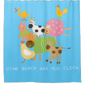 Boerderijdieren Koe Schapen Eend Geitenvarken Kipp Douchegordijn (Voorkant)