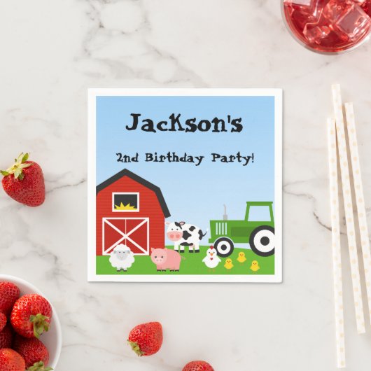 Boerderijdieren, Koe, Tractor, Schapen, Varkens, V Servetten (Insitu)