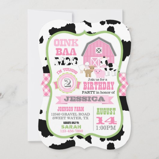 Boerderijdieren Koeienhuid Gingham Country Girl Ve Kaart (Voorkant)