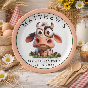 Boerderijdieren Koetjes 2e Verjaardagsfeestje Papieren Bordje