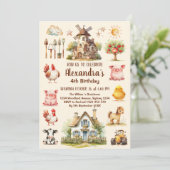 Boerderijdieren Land Verjaardag Kaart (Staand voorkant)