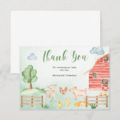 Boerderijdieren landthema baby shower dank u informatiekaartje (Voorkant / Achterkant)