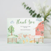 Boerderijdieren landthema baby shower dank u informatiekaartje (Staand voorkant)