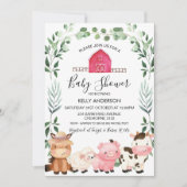 Boerderijdieren Loofkrans Baby Shower Uitnodiging (Voorkant)