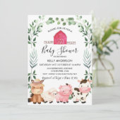 Boerderijdieren Loofkrans Baby Shower Uitnodiging (Staand voorkant)