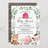 Boerderijdieren Loofkrans Baby Shower Uitnodiging (Voorkant / Achterkant)