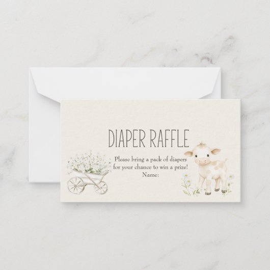 Boerderijdieren Meadow Baby shower Luier Raffle Notitiekaartje (Voorkant)