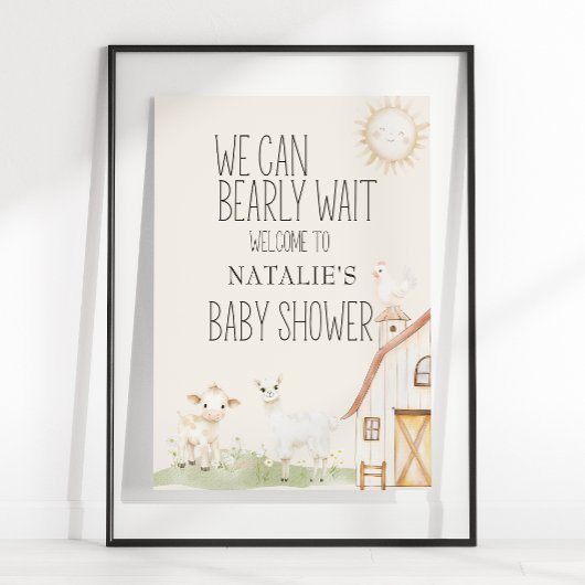 Boerderijdieren Meadow Friends Baby shower Sign Poster