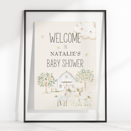 Boerderijdieren Meadow Friends Baby shower Sign Poster
