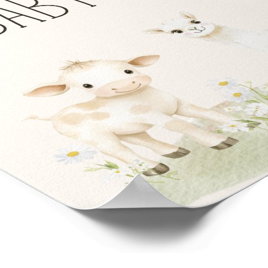 Boerderijdieren Meadow Friends Baby shower Sign Poster (Hoek)