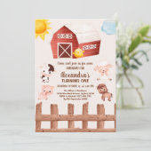 Boerderijdieren Meisje 1e Verjaardag Kaart (Staand voorkant)