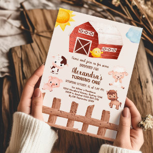 Boerderijdieren Meisje 1e Verjaardag Kaart