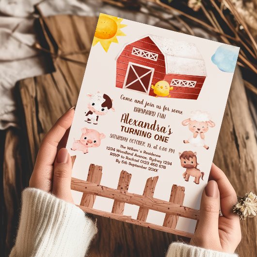 Boerderijdieren Meisje 1e Verjaardag Kaart