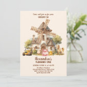 Boerderijdieren Meisje 1e Verjaardag Kaart (Staand voorkant)